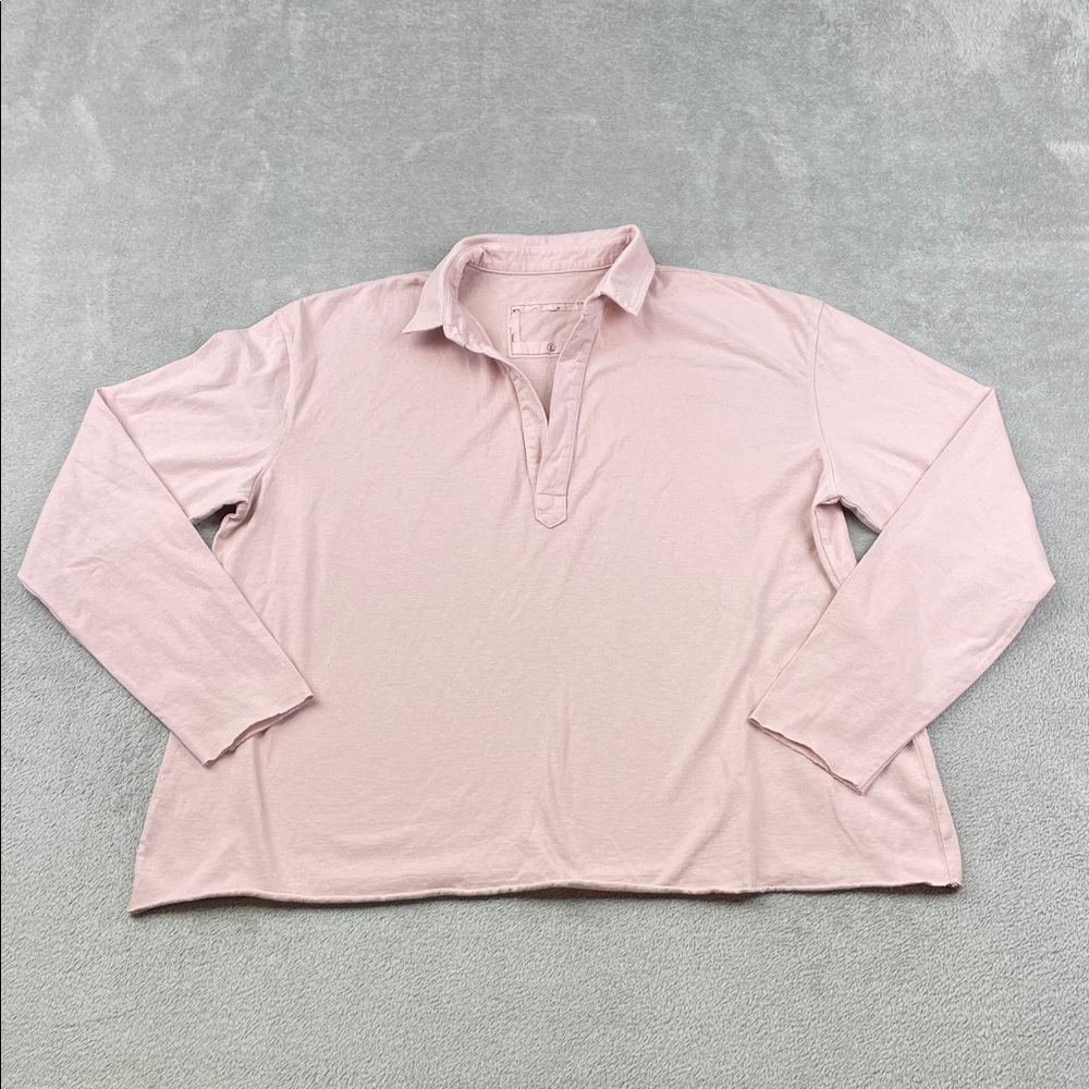 NEW Frank & Eileen L 100% Cotton Pink Long Sleeve Patrick Popover Top USA